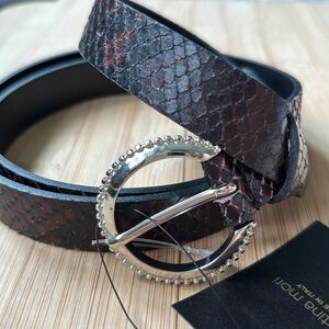💥FREE WITH PURCHASE NWT Martina Mori brown leather snakeskin effect belt